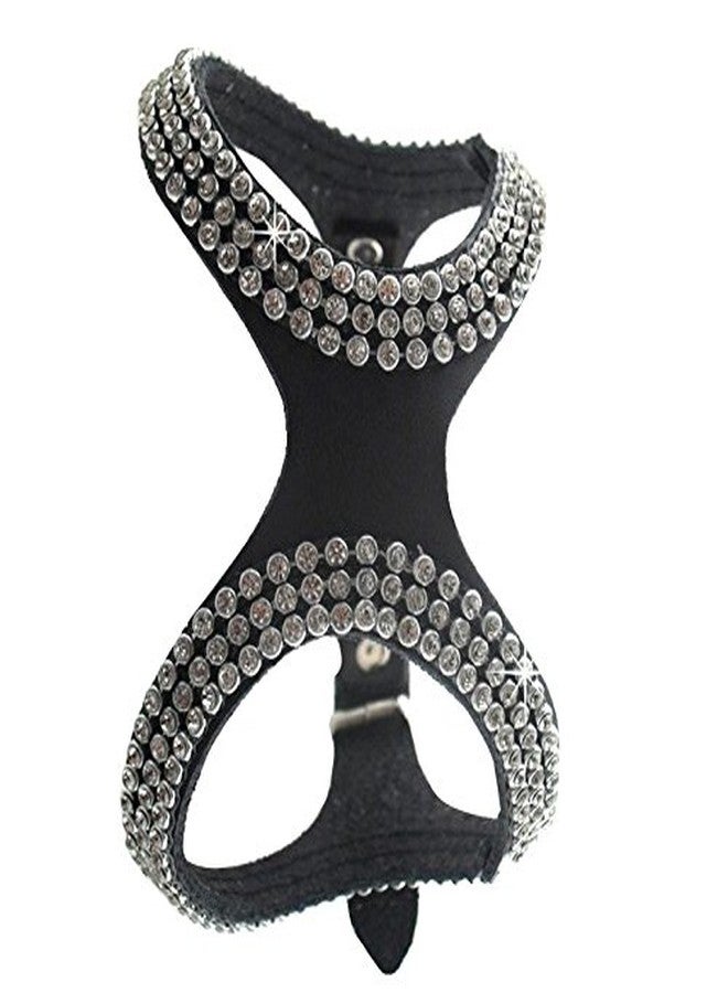 Futaba Pet Leather Bling Rhinestone Harness For Small Dogs - Medium - Black - Image 5